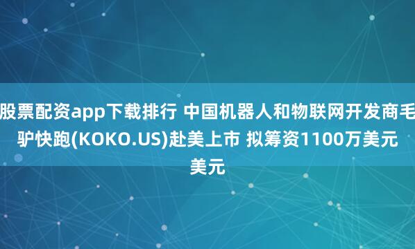 股票配资app下载排行 中国机器人和物联网开发商毛驴快跑(KOKO.US)赴美上市 拟筹资1100万美元